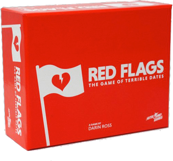 A picture of the packaging of the card game Red Flags: The Game of Terrible Dates